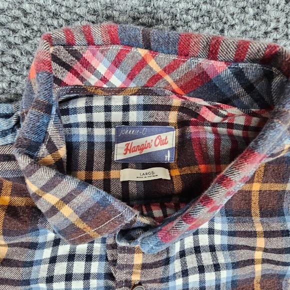 Johnnie-O Hangin' Out Flannel Shirt Men's Large‎ Plaid Button Down Long Sleeve - Picture 3 of 8